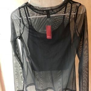 F21 Black Mesh Top S
